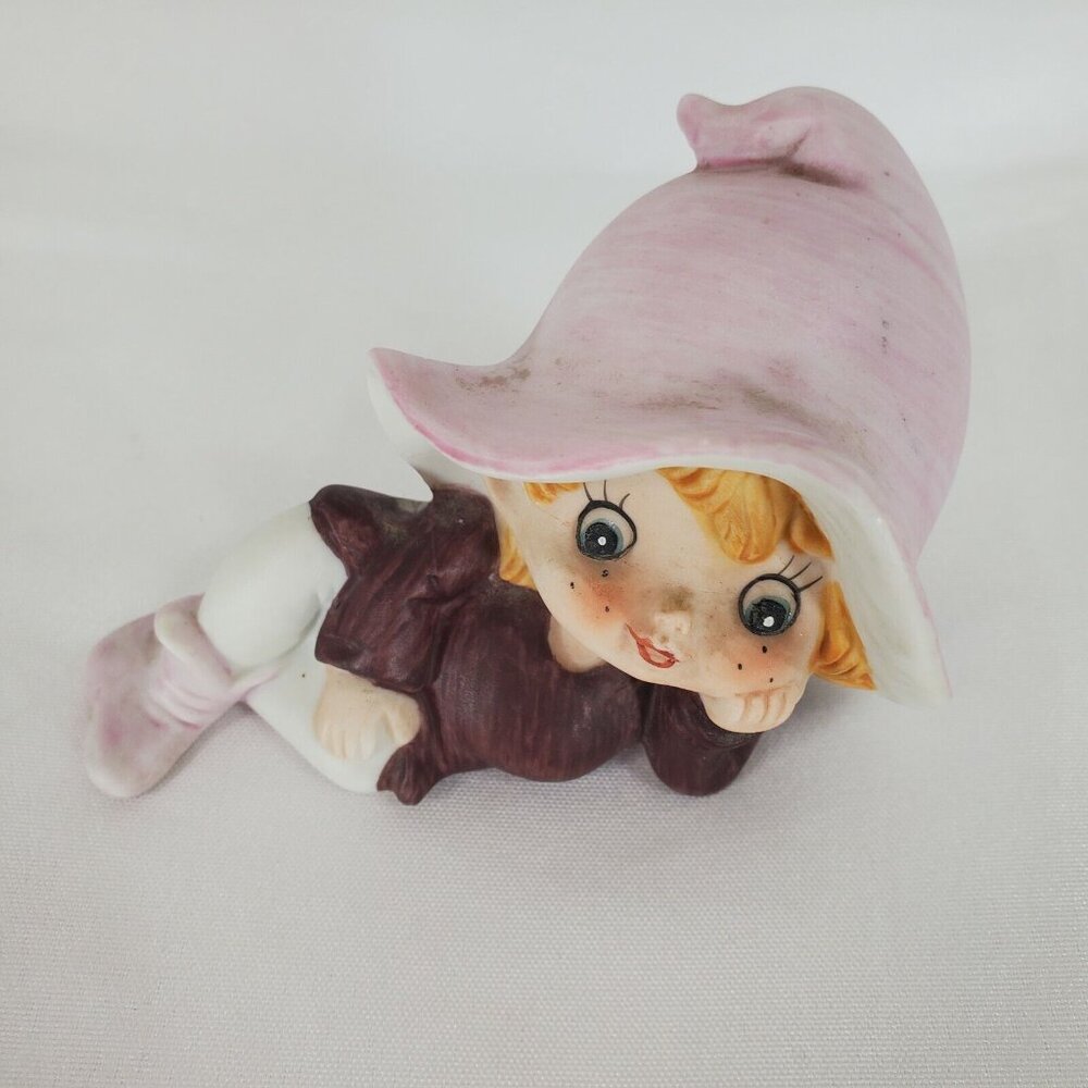 Homco Elf Pixie Shelf Sitter purple #5213 vintage 1990s big eyes - Picture 2 of 10